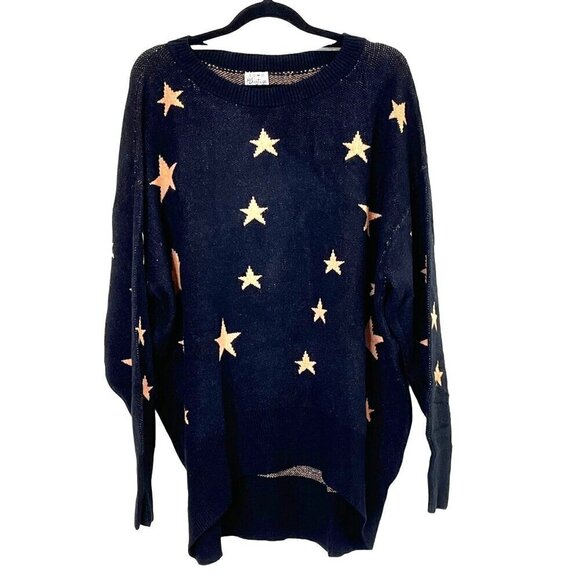Como Vintage Black Pullover Star Design Sweater NWT Plus Sizes - Picture 2 of 13